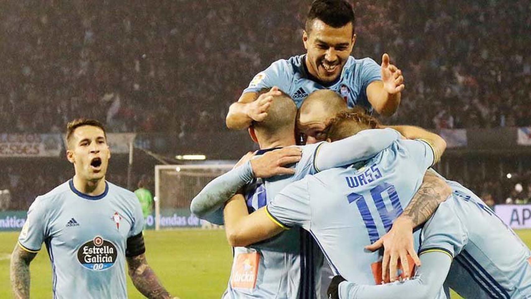 El Celta celebrando un gol