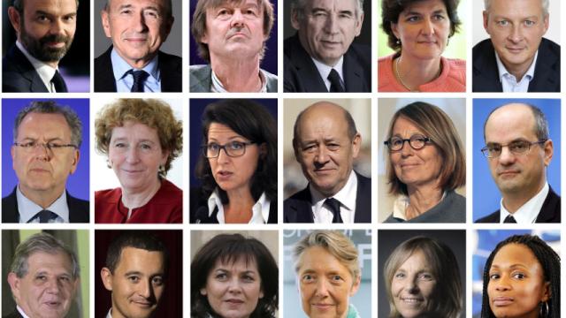 Philippe, Collomb, Coulot, X, Goulard, X Ferrand , Penicaud, Buzyn, De Sarnez, Buzyn, Mezard,  Nyssen