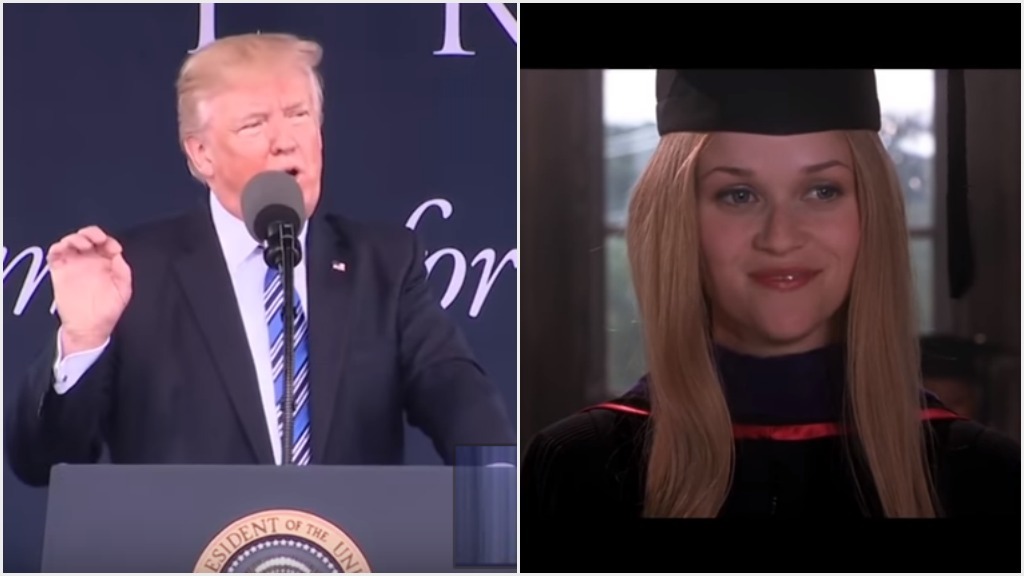 El discurso de graduación de Donald Trump inspirado en la película 'Una rubia muy legal'