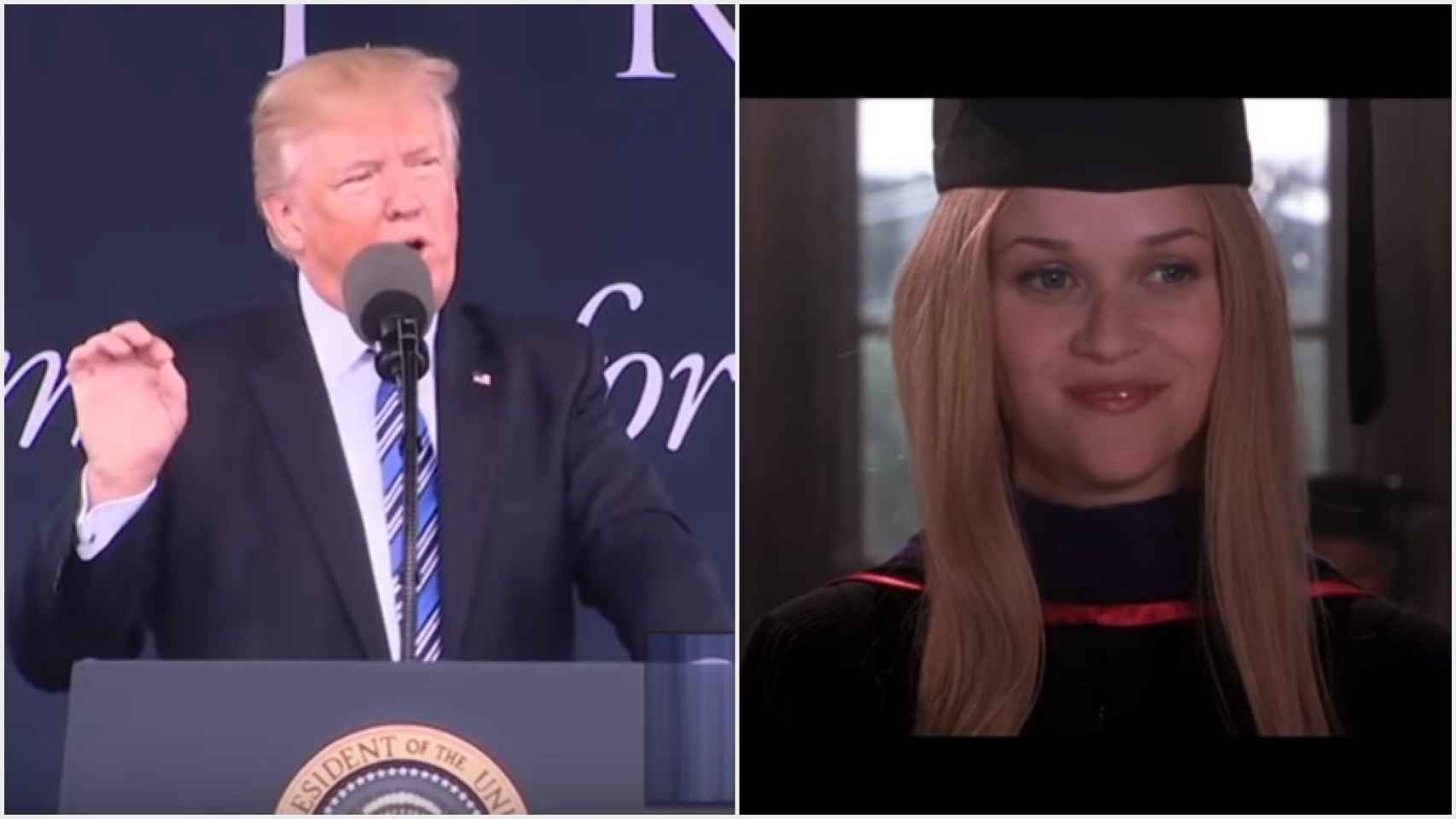 El discurso de graduación de Donald Trump inspirado en la película 'Una rubia muy legal'