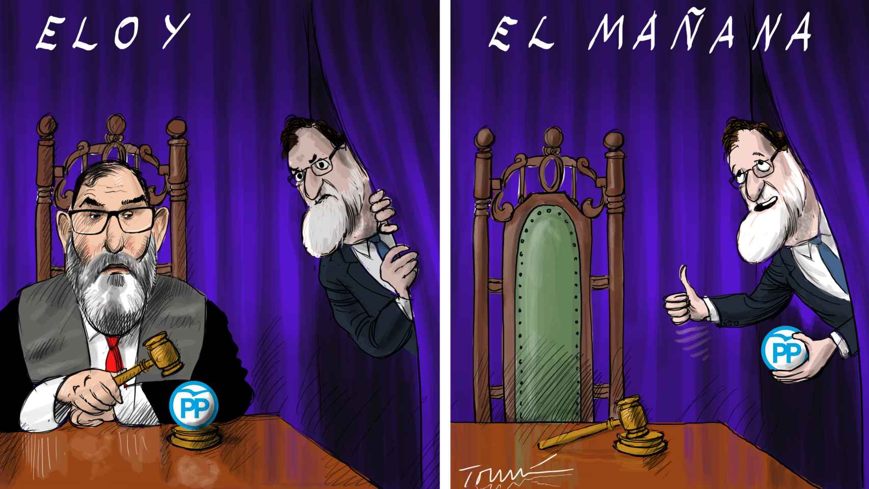 Así ve el caricaturista Tomás Serrano el ascenso del Juez Eloy Velasco.
