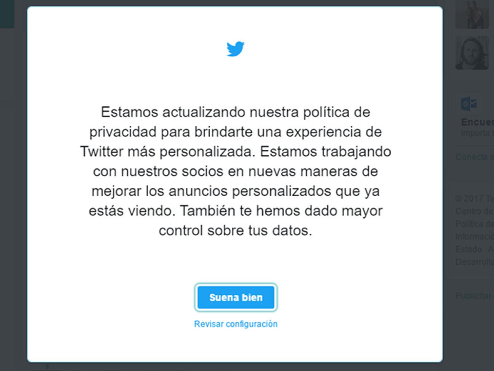 Tus datos personales de Twitter se comparten con otras empresas por  defecto, así se desactiva