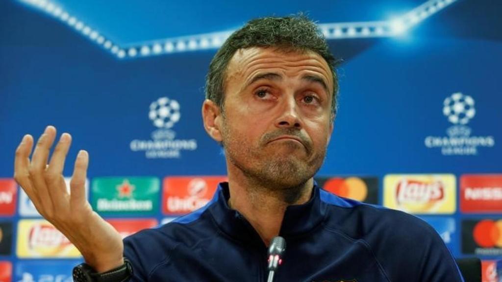 Luis Enrique, durante una rueda de prensa de Champions.