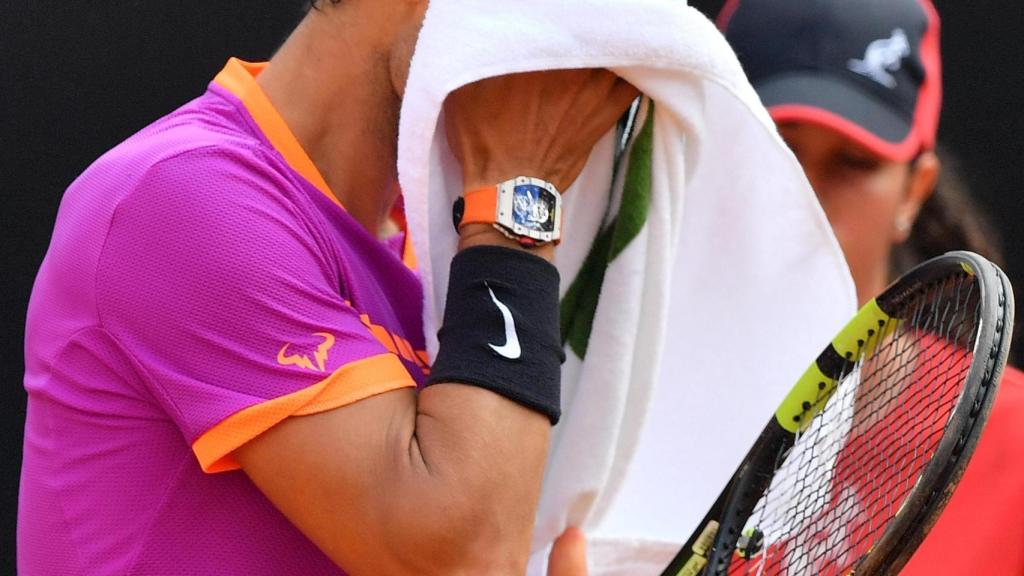 Nadal, se lamenta en su partido contra Thiem.