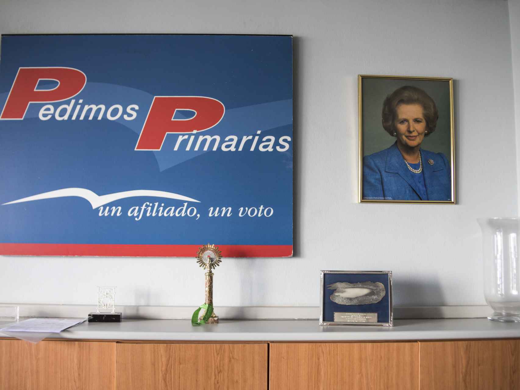 Margaret Thatcher, en la sede del barrio Salamanca.