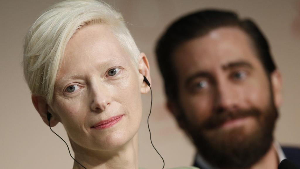 La actriz británica Tilda Swinton durante la rueda de prensa de la película Okja.