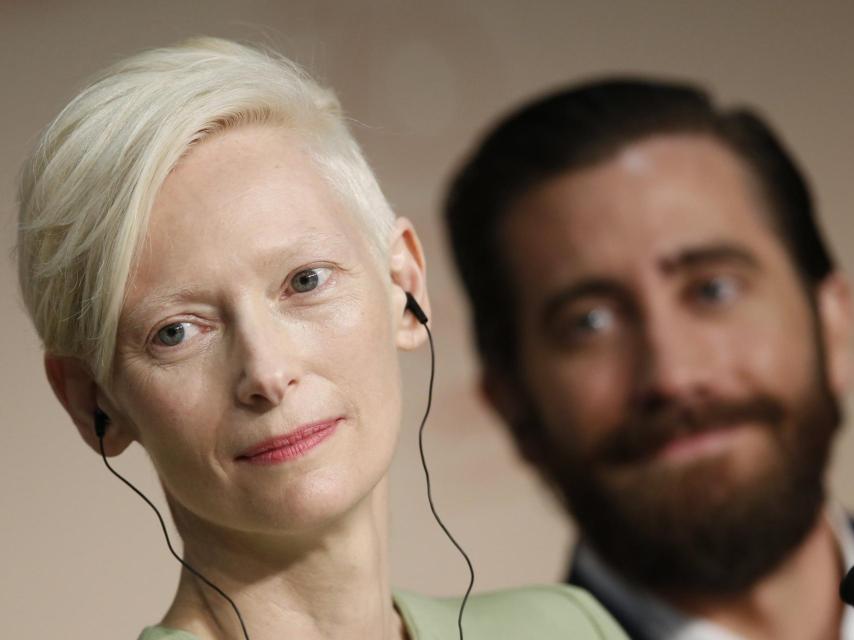 La actriz británica Tilda Swinton durante la rueda de prensa de la película Okja.