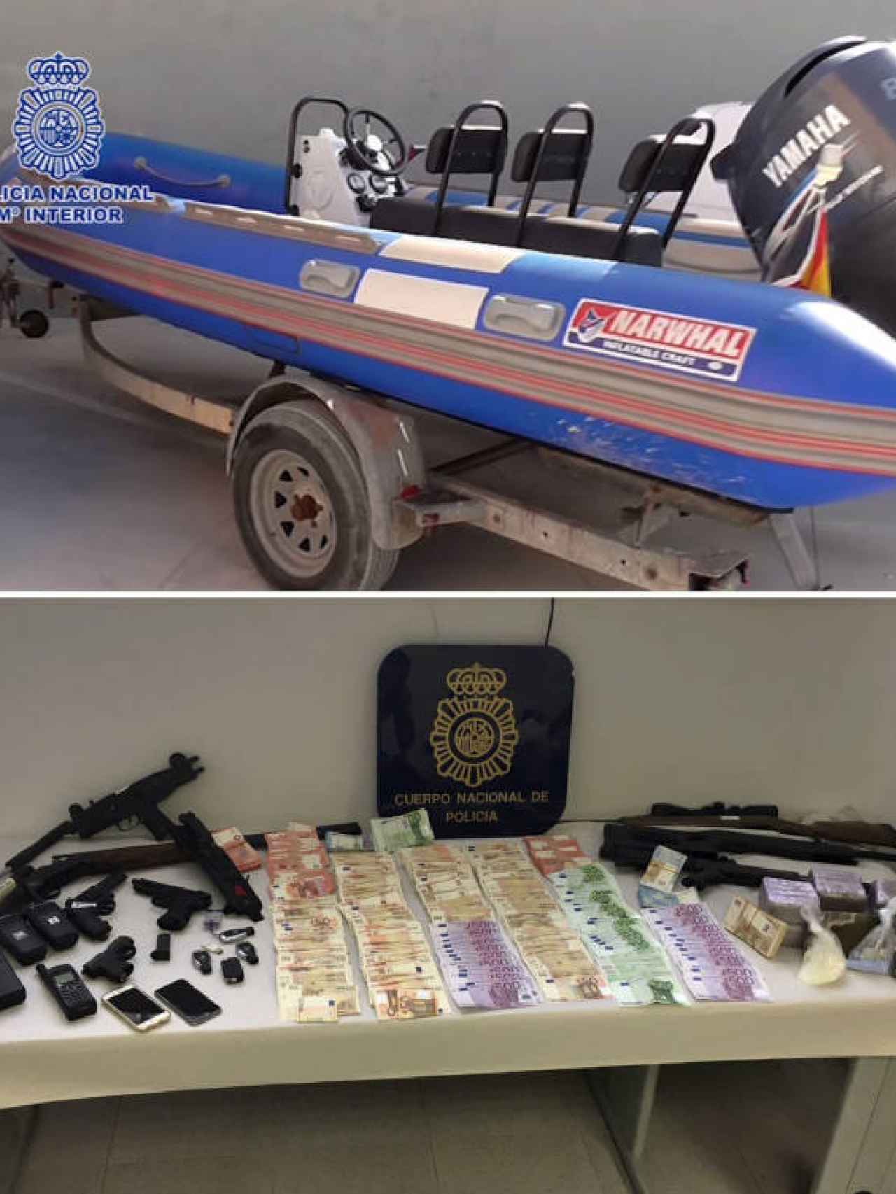La Policía ha asestado un duro golpe a Los Castañitas, a los que les ha incautado lanchas, coches de alta gama, 352.000 euros en metálico y numerosas armas.