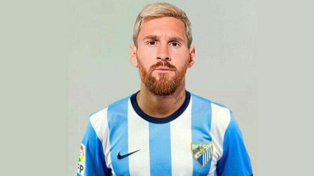 Leo Messi con la camiseta del Málaga