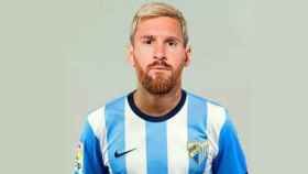 Leo Messi con la camiseta del Málaga