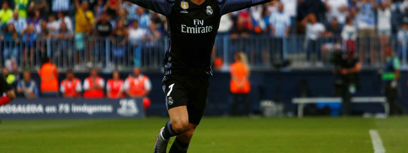 Cristiano celebra el gol en Málaga.