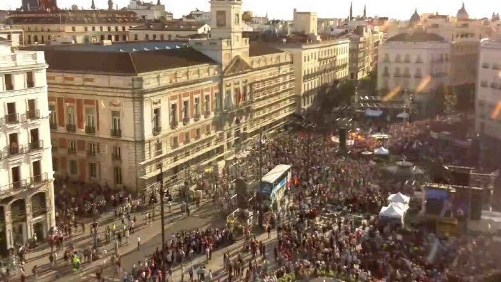 Concentración de Podemos en la Puerta del Sol.