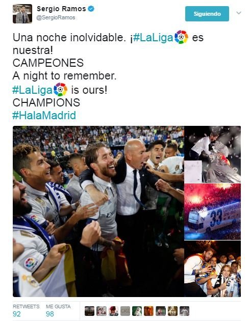 La primera reacción de Ramos tras la celebración: Una noche inolvidable