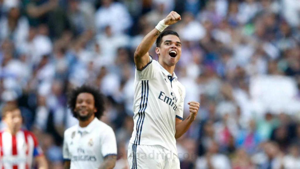 La celebración de Pepe tras el gol.