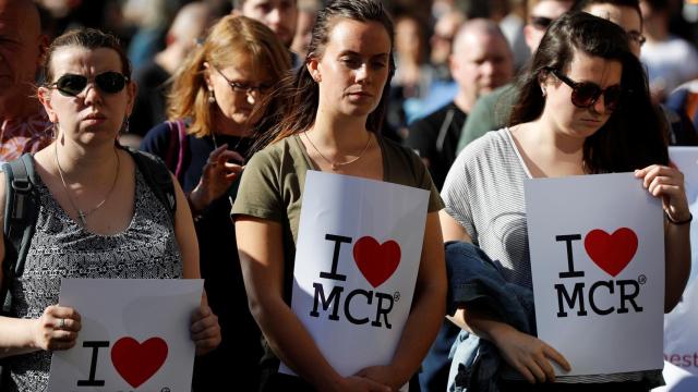 Manifestantes en el centro de Manchester