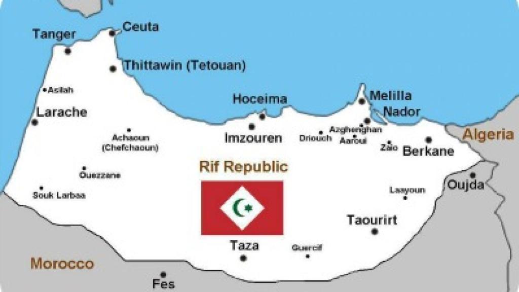 En el mapa se muestra lo que sería la República del Rif, que dejó de existir en 1926