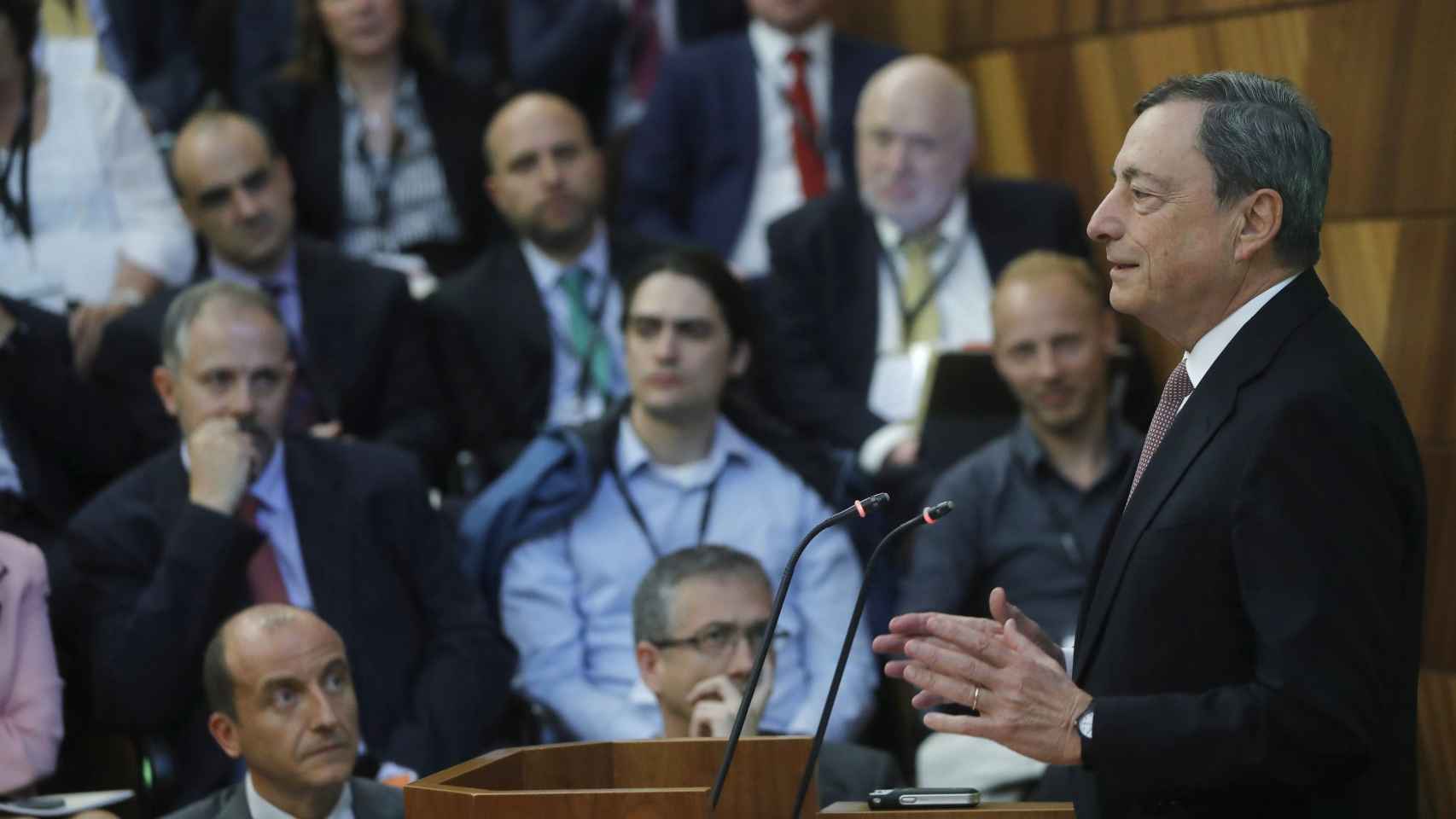 El presidente del BCE, Mario Draghi, en la Primera Conferencia de Estabilidad Financiera en Madrid