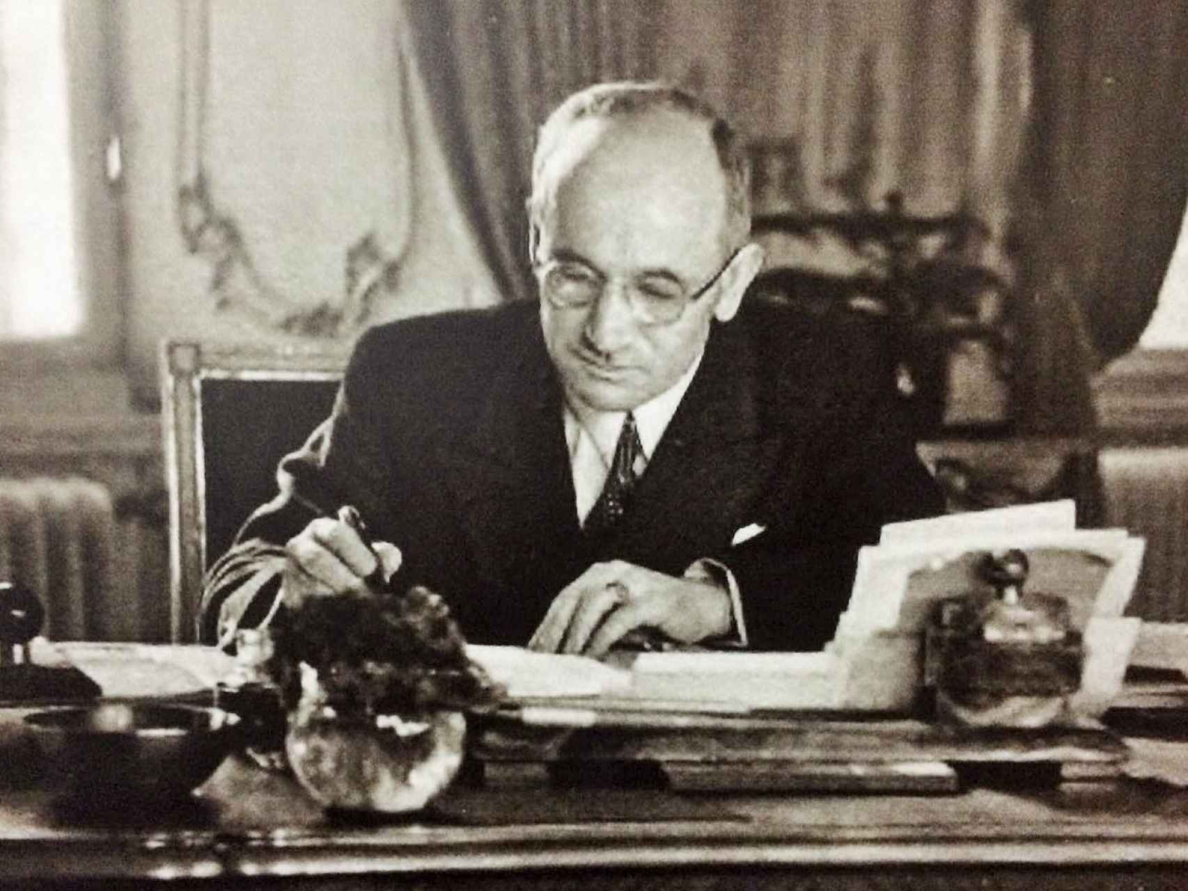 Edvard Beneš, presidente checoslovaco en el exilio.