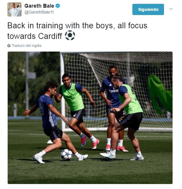 El mensaje de Bale tras su vuelta a los entrenamientos con el grupo