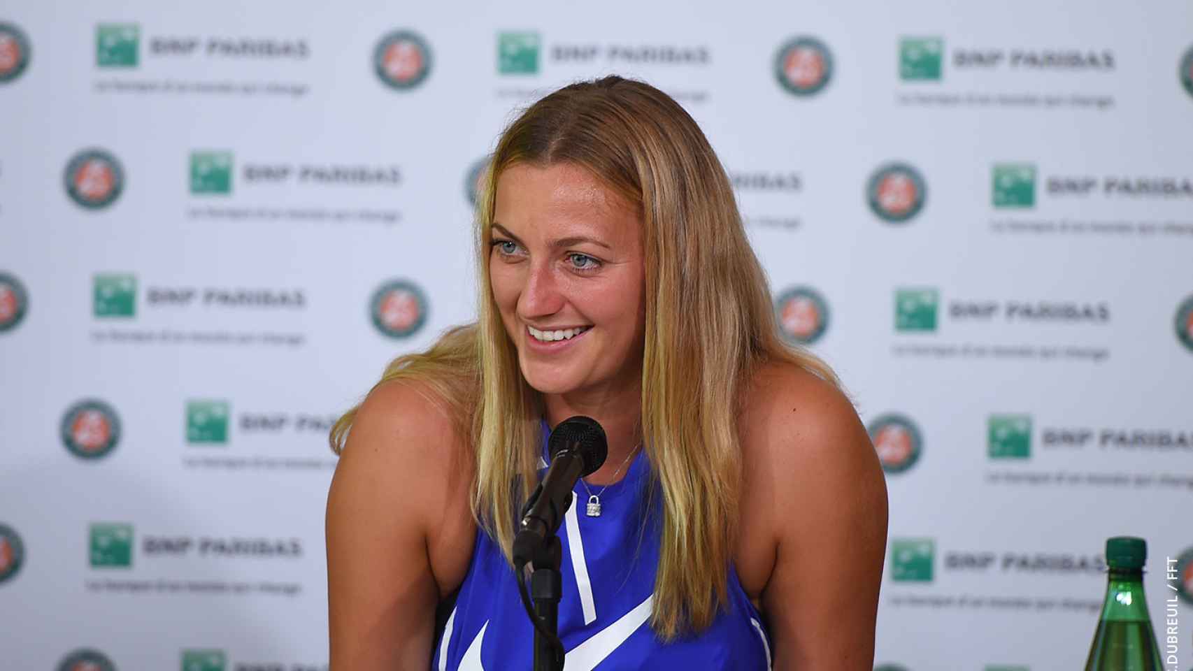 Kvitova, durante su primera rueda de prensa en Roland Garros.