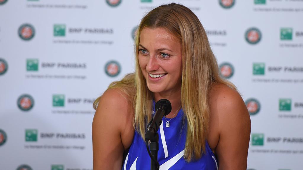 Kvitova, durante su primera rueda de prensa en Roland Garros.