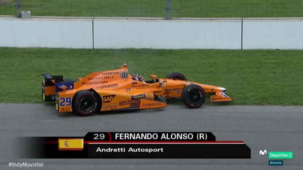 Alonso, en el momento de su abandono a 21 vueltas del final.