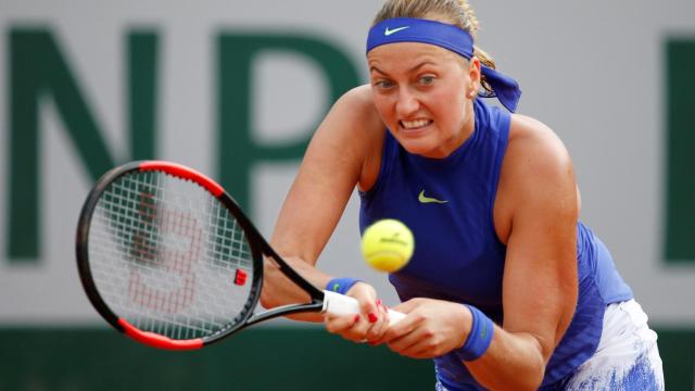 Kvitova, durante su primer partido en Roland Garros.