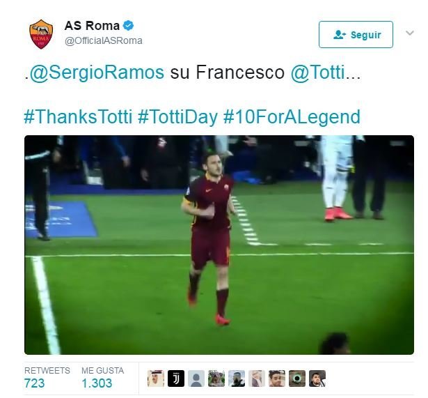 Ramos, presente en el homenaje de la Roma a Totti