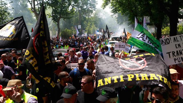 La manifestación de taxistas en Madrid