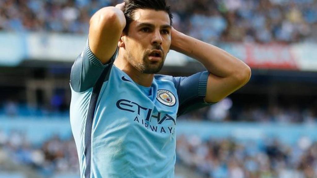 Nolito, durante un partido en el Manchester City.