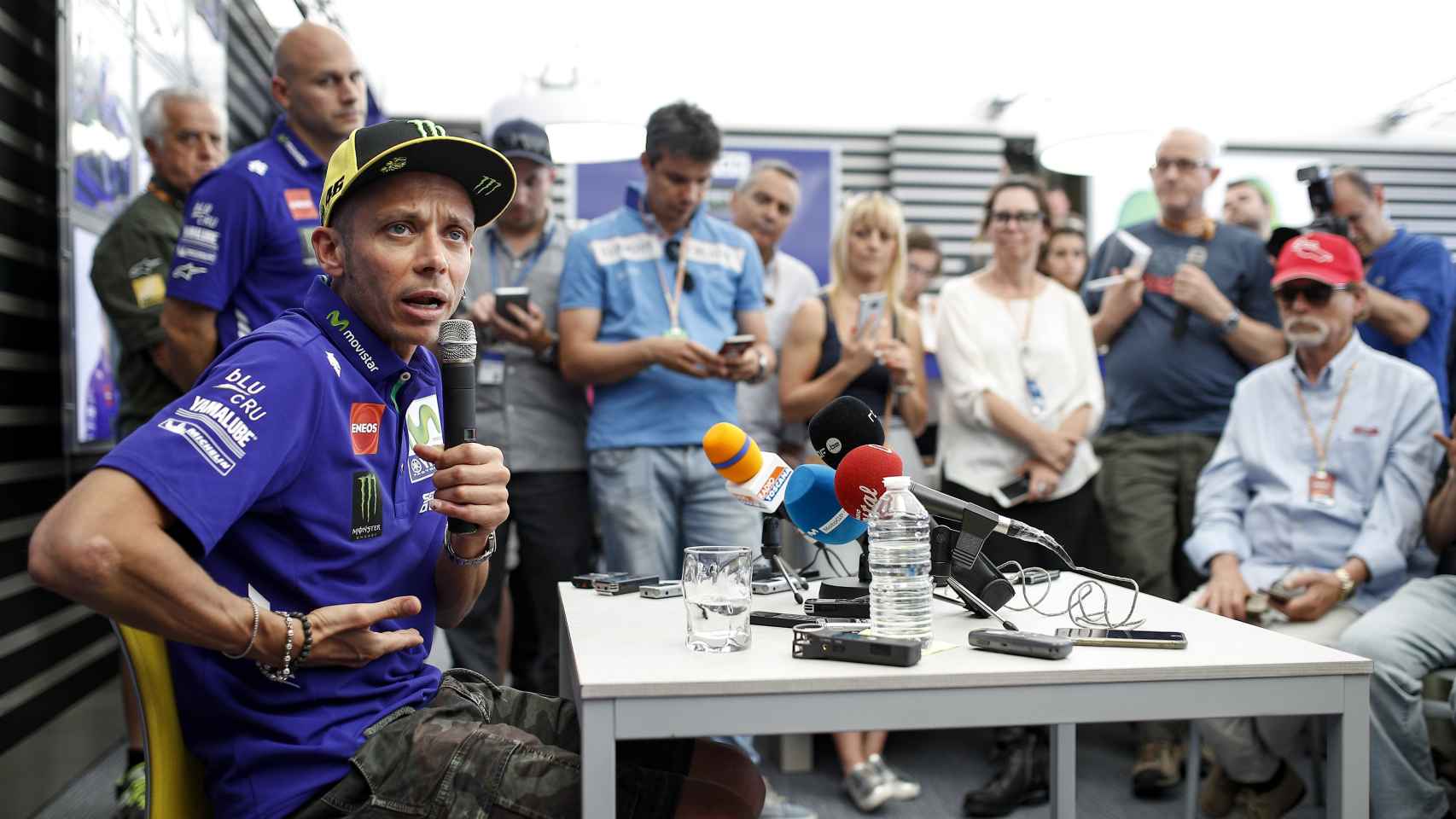 Valentino Rossi, en la conferencia de prensa en el hospitaly de Yamaha en Mugello.