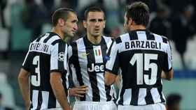 La BBC de la Juventus: Chiellini (i), Bonucci (c) y Barzagli (d).