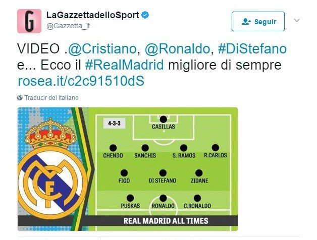 El polémico once ideal del Real Madrid de La Gazzetta dello Sport