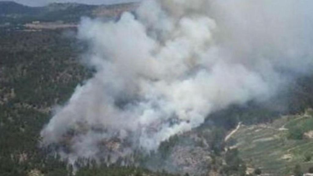 Imagen del incendio de Almansa, que ya está controlado.