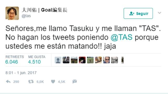 Captura del mensaje de socorro publicado por TAS en Twitter