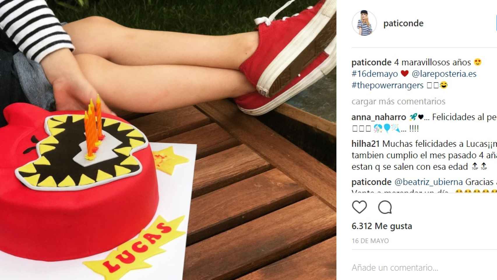 Instagram con el que Patricia Conde anunciaba el cumpleaños de su hijo.