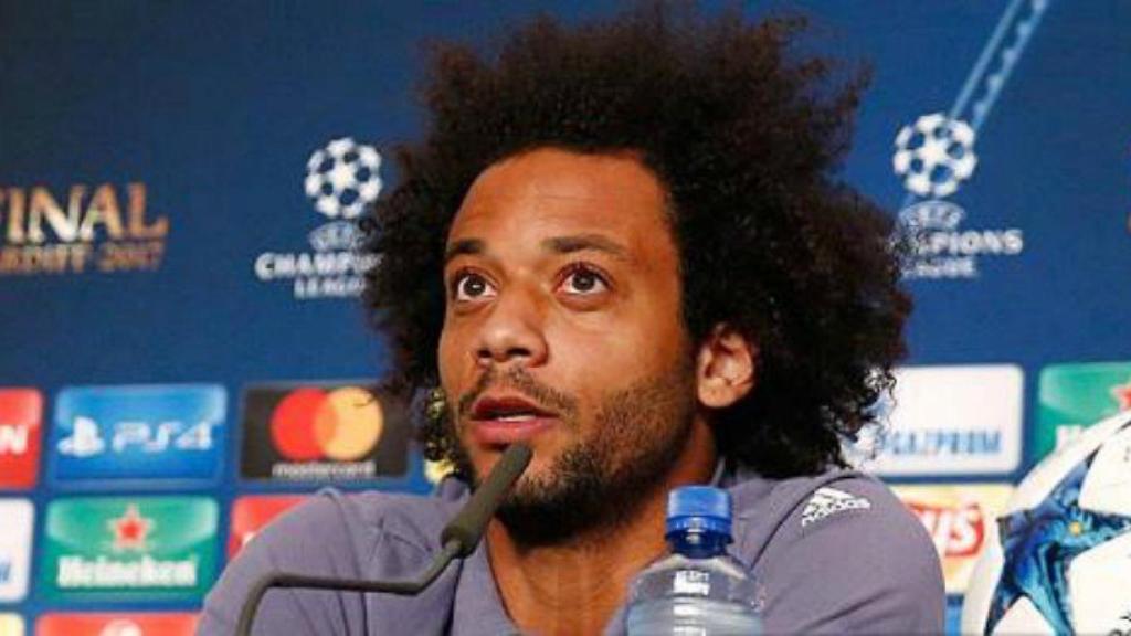 Marcelo, en rueda de prensa con el Madrid