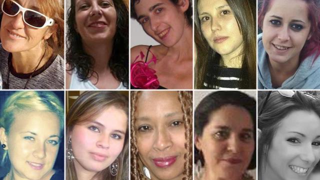 Hasta la fecha, 30 mujeres han sido asesinadas. Aquí aparecen algunas de ellas, de izquierda a derecha: Blanca Esther, Toñi, Cristina, Laura, Yurena, Violeta, Eliana, Ana Hilda, Susana y Beatriz.