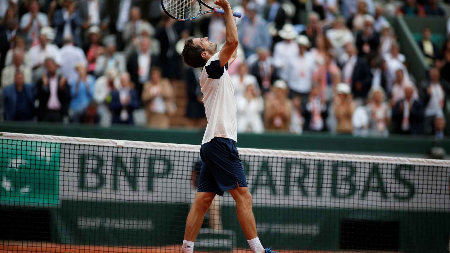 Ramos, celebrando su pase a octavos de final de Roland Garros.