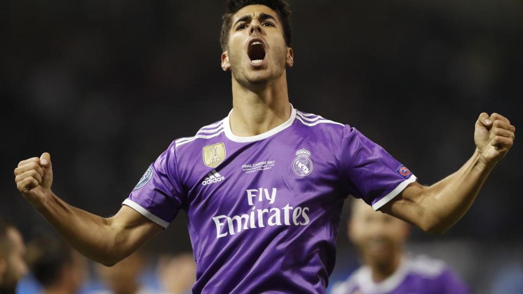 Marco Asensio celebrando el cuarto gol del Madrid.