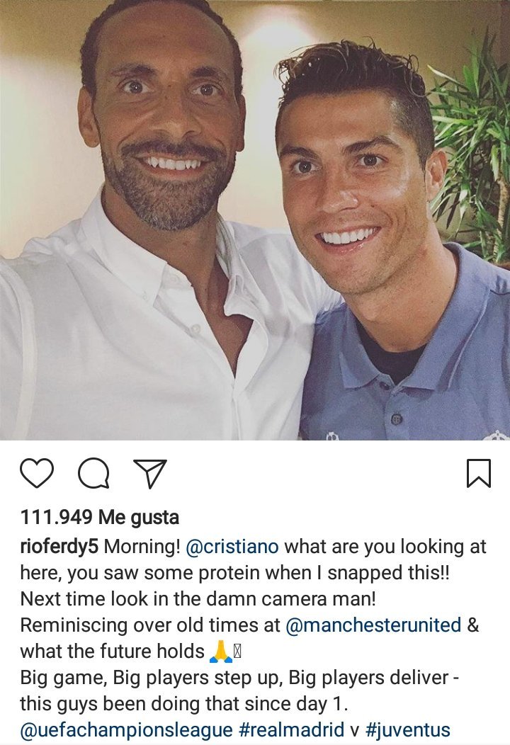 Rio Ferdinand acude al hotel del Madrid para apoyar a Cristiano