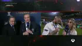 Florentino habla con Pedrerol y varios jugadores del Madrid