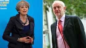 Los dos candidatos, Theresa May y Jeremy Corbyn.