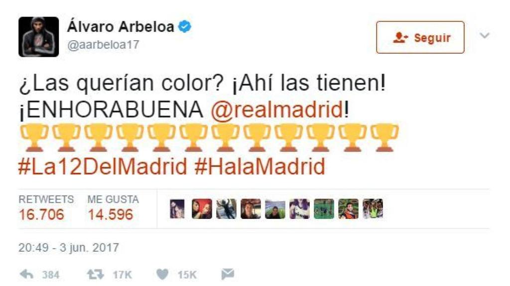 Tuit de Arbeloa.