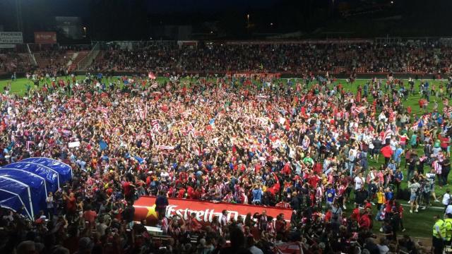 Montilivi tras la consumación del ascenso del Girona.