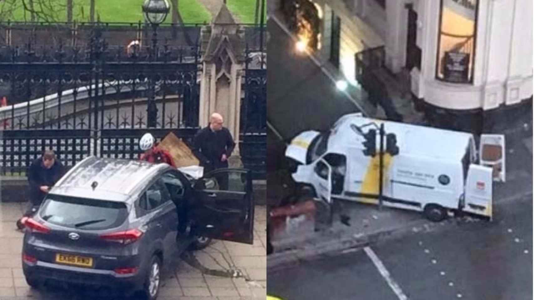 Imagen del coche utilizado en Westminster y de la furgoneta de London Bridge.