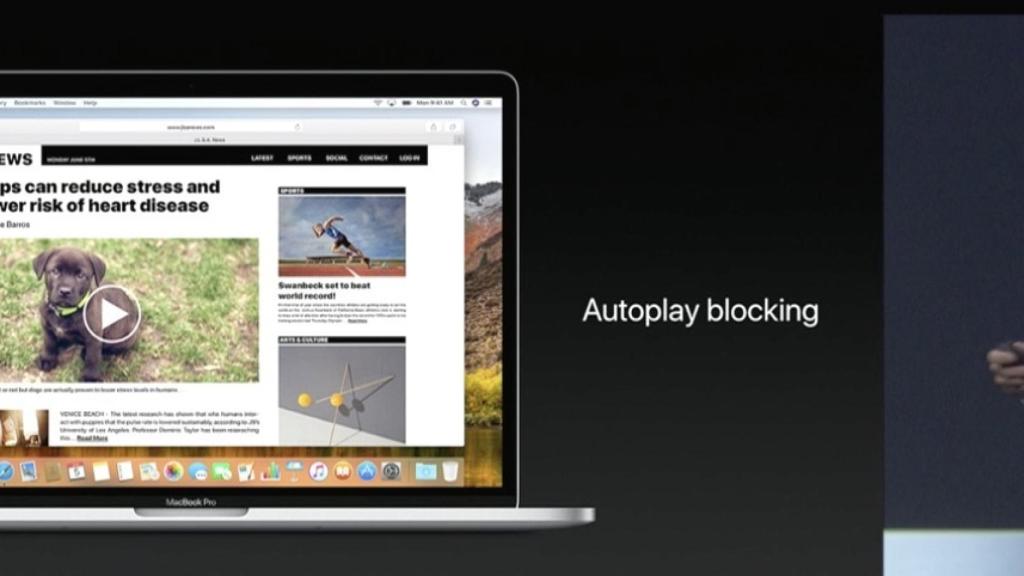 Presentación de bloqueo automático de reproducción en Safari
