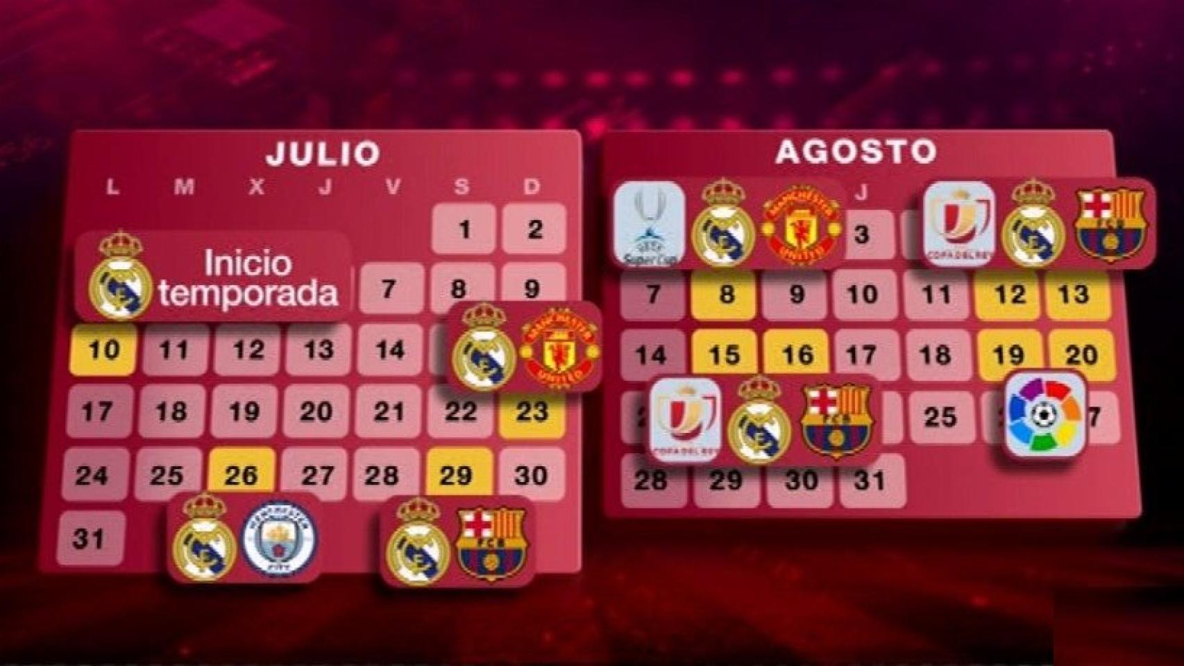 El calendario del Madrid para la pretemporada