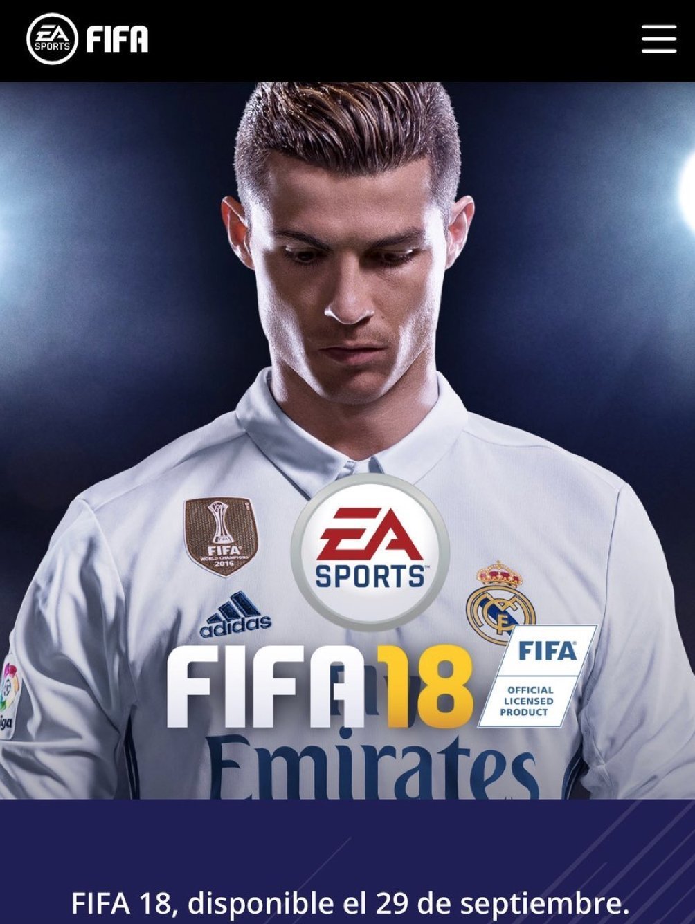 EA Sports presenta la portada del FIFA 18: ¡Cristiano Ronaldo!