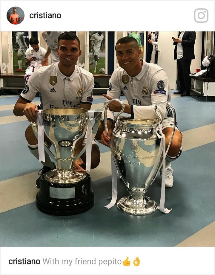 Cristiano y Pepe. Foto: Instagram (@Cristiano)